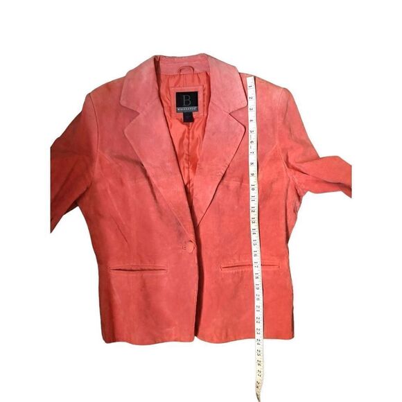 B by Bernado salmon suede vintage one button front closure jacket - Picture 8 of 11
